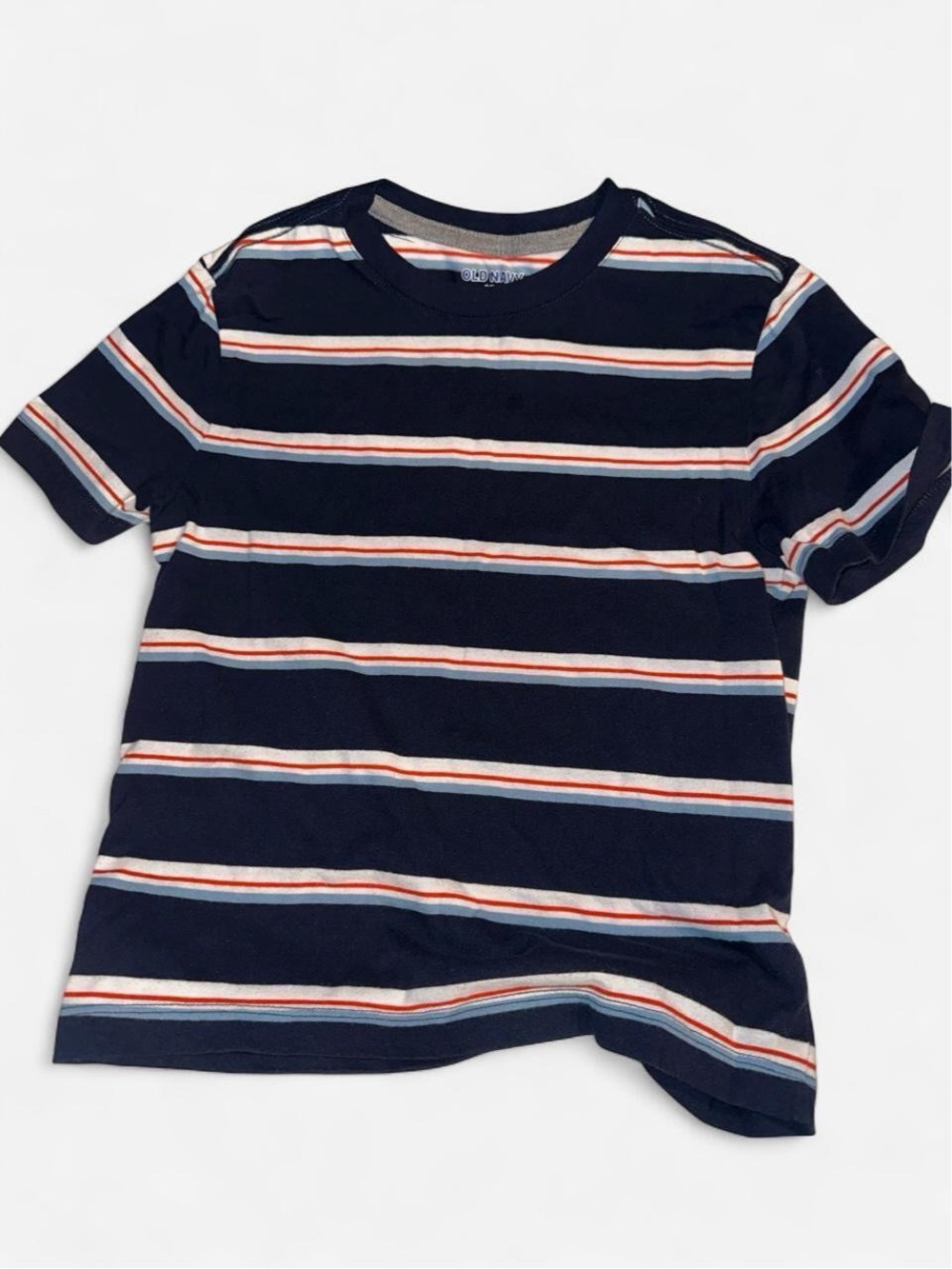 Old Navy Navy Short-Sleeve Tee with White & Red Stripes